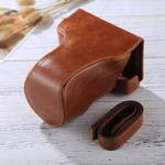 Full Body Camera PU Leather Case Bag with Strap for Canon EOS M6 (18-150mm Lens) (Brown)