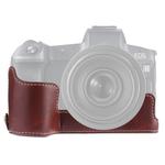 1/4 inch Thread PU Leather Camera Half Case Base for Canon EOS R (Coffee)