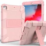 Shockproof Two-color Silicone Protection Shell for iPad 9.7(2018) & 9.7(2017) & Air 2, with Holder(Rose Gold)
