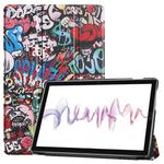 Custer Texture Colored Drawing Horizontal Flip PU Leather Case for Huawei MediaPad M6 10.8, with Three-folding Holder & Sleep / Wake-up Function(Graffiti)