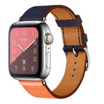 Two Color Single Loop Leather Wrist Strap Watch Band for Apple Watch Series 3 & 2 & 1 38mm, Color:Orange+Bright Blue
