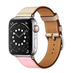 Two Color Single Loop Leather Wrist Strap Watch Band for Apple Watch Series 3 & 2 & 1 38mm, Color:Cherry Pink+Pink White+Ceramic Clay