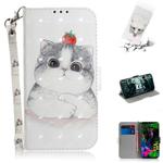 3D Painting Pattern Coloured Drawing Horizontal Flip Leather Case with Holder & Card Slots & Wallet For LG G8 ThinQ(Cute Cat)