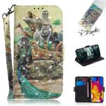 3D Painting Pattern Coloured Drawing Horizontal Flip Leather Case with Holder & Card Slots & Wallet For LG V40 ThinQ(Zoo)