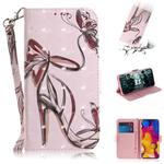 3D Painting Pattern Coloured Drawing Horizontal Flip Leather Case with Holder & Card Slots & Wallet For LG V40 ThinQ(Butterfly High Heels)