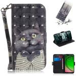 3D Painting Pattern Coloured Drawing Horizontal Flip Leather Case with Holder & Card Slots & Wallet For Motorola Moto G7 Play(Hug Cat)