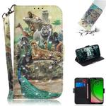 3D Painting Pattern Coloured Drawing Horizontal Flip Leather Case with Holder & Card Slots & Wallet For Motorola Moto G7 Play(Zoo)