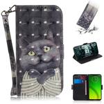 3D Painting Pattern Coloured Drawing Horizontal Flip Leather Case with Holder & Card Slots & Wallet For Motorola Moto G7 Power(Hug Cat)