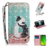 3D Painting Pattern Coloured Drawing Horizontal Flip Leather Case with Holder & Card Slots & Wallet For Motorola Moto G7 Power(Black White Cat)