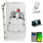 3D Painting Pattern Coloured Drawing Horizontal Flip Leather Case with Holder & Card Slots & Wallet For Motorola Moto G7 Power(Cute Cat)