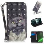 3D Painting Pattern Coloured Drawing Horizontal Flip Leather Case with Holder & Card Slots & Wallet For Motorola Moto G7 / Moto G7 Plus(Hug Cat)