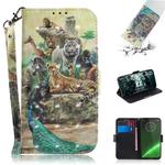 3D Painting Pattern Coloured Drawing Horizontal Flip Leather Case with Holder & Card Slots & Wallet For Motorola Moto G7 / Moto G7 Plus(Zoo)