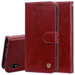 Business Style Oil Wax Texture Horizontal Flip Leather Case for Xiaomi Redmi 7A, with Holder & Card Slots & Wallet(Red)