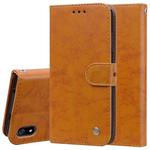 Business Style Oil Wax Texture Horizontal Flip Leather Case for Xiaomi Redmi 7A, with Holder & Card Slots & Wallet(Brown)