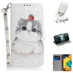 3D Painting Pattern Coloured Drawing Horizontal Flip Leather Case with Holder & Card Slots & Wallet For Galaxy A30(Cute Cat)