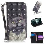 3D Painting Pattern Coloured Drawing Horizontal Flip Leather Case with Holder & Card Slots & Wallet For Sony Xperia 1 / Xperia XZ4(Hug Cat)