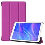 Custer Texture Colored Drawing Horizontal Flip PU Leather Case for Huawei MediaPad M5 Lite 8.0, with Three-folding Holder(Purple)