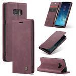 CaseMe-013 Multifunctional Retro Frosted Horizontal Flip Leather Case with Card Slot & Holder & Wallet for Galaxy S8(Wine Red)