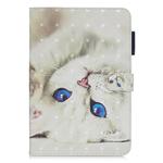 3D Horizontal Flip Leather Case with Holder & Card Slots For iPad mini 5 & 4 & 3 & 2 & 1 (White Cat)