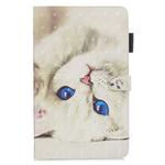 3D Horizontal Flip Leather Case with Holder & Card Slots For Galaxy Tab S5E 10.5(White Cat)