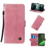 Multifunctional Horizontal Flip Retro Leather Case with Card Slot & Holder for Motorola G7 / G7 Plus(Pink)