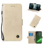 Multifunctional Horizontal Flip Retro Leather Case with Card Slot & Holder for Motorola G7 Play(Gold)