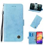 Multifunctional Horizontal Flip Retro Leather Case with Card Slot & Holder for Xiaomi Redmi Note 7(Sky Blue)