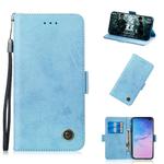 Multifunctional Horizontal Flip Retro Leather Case with Card Slot & Holder for Galaxy J7 2018(Sky Blue)