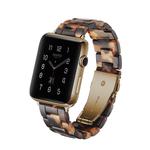 Simple Fashion Resin Watch Band for Apple Watch Series 5 & 4 44mm & Series 3 & 2 & 1 42mm(Tortoiseshell)