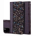 Crocodile Texture Glitter Powder Horizontal Flip Leather Case with Card Slots & Holder for iPhone 11(Black)