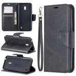 Retro Lambskin Texture Pure Color Horizontal Flip PU Leather Case with Holder & Card Slots & Wallet & Lanyard for Nokia 2.2(Black)
