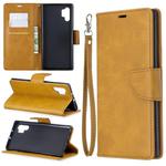 Retro Lambskin Texture Pure Color Horizontal Flip PU Leather Case with Holder & Card Slots & Wallet & Lanyard for Galaxy Note10+(Yellow)