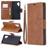 Retro Lambskin Texture Pure Color Horizontal Flip PU Leather Case with Holder & Card Slots & Wallet & Lanyard for Galaxy Note10+(Brown)