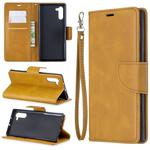 Retro Lambskin Texture Pure Color Horizontal Flip PU Leather Case with Holder & Card Slots & Wallet & Lanyard for Galaxy Note10(Yellow)