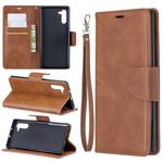 Retro Lambskin Texture Pure Color Horizontal Flip PU Leather Case with Holder & Card Slots & Wallet & Lanyard for Galaxy Note10(Brown)