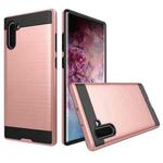 Brushed Texture Shockproof Rugged Armor Protective Case for Galaxy Note 10(Rose Gold)
