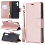 Litchi Texture Pure Color Horizontal Flip PU Leather Case with Holder & Card Slots & Wallet & Lanyard for Galaxy Note10(Rose Gold)