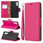 Litchi Texture Pure Color Horizontal Flip PU Leather Case with Holder & Card Slots & Wallet & Lanyard for Galaxy Note10(Rose Red)