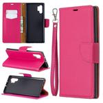 Litchi Texture Pure Color Horizontal Flip PU Leather Case with Holder & Card Slots & Wallet & Lanyard for Galaxy Note10+(Rose Red)
