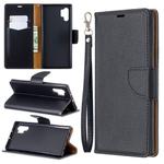 Litchi Texture Pure Color Horizontal Flip PU Leather Case with Holder & Card Slots & Wallet & Lanyard for Galaxy Note10+(Black)