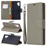 Litchi Texture Pure Color Horizontal Flip PU Leather Case with Holder & Card Slots & Wallet & Lanyard for Galaxy Note10+(Grey)