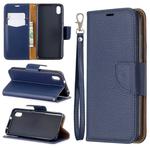 Litchi Texture Pure Color Horizontal Flip PU Leather Case with Holder & Card Slots & Wallet & Lanyard for Xiaomi Redmi 7A(Dark Blue)