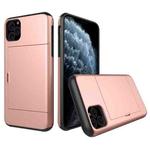 For iPhone 11 Pro Shockproof Rugged Armor Protective Case with Card Slot (Rose Gold)