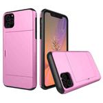For iPhone 11 Pro Max Shockproof Rugged Armor Protective Case with Card Slot (Pink)