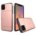 For iPhone 11 Pro Max Shockproof Rugged Armor Protective Case with Card Slot (Rose Gold)