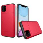 For iPhone 11 Shockproof Rugged Armor Protective Case with Card Slot (Red)