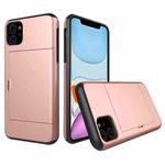 For iPhone 11 Shockproof Rugged Armor Protective Case with Card Slot (Rose Gold)