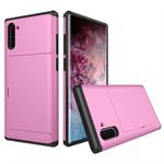 Shockproof Rugged Armor Protective Case with Card Slot for Galaxy Note 10(Pink)