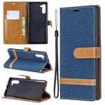 Color Matching Denim Texture Horizontal Flip Leather Case with Holder & Card Slots & Wallet & Lanyard for Galaxy Note10(Dark Blue)
