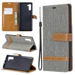 Color Matching Denim Texture Horizontal Flip Leather Case with Holder & Card Slots & Wallet & Lanyard for Galaxy Note10(Grey)
